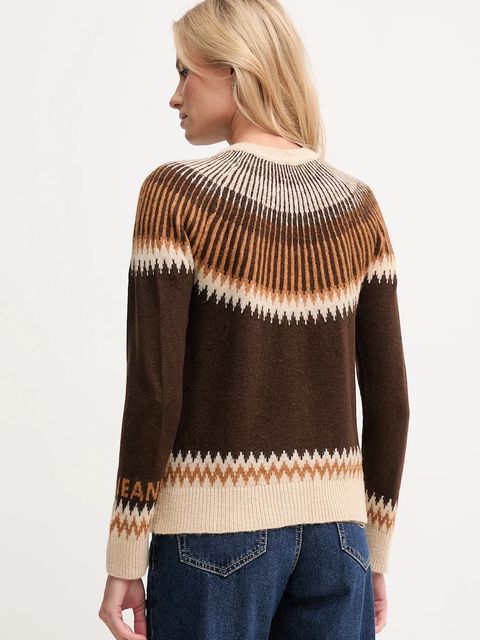 Pepe Jeans kardigan z domieszką wełny damski kolor brązowy PL7000048