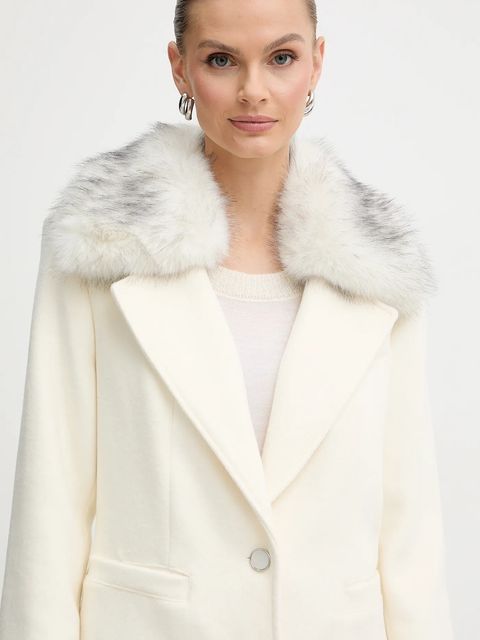 Guess płaszcz z dodatkiem wełny KAROLE kolor beżowy W5BL19 W2642 - zdjęcie produktu nr 2