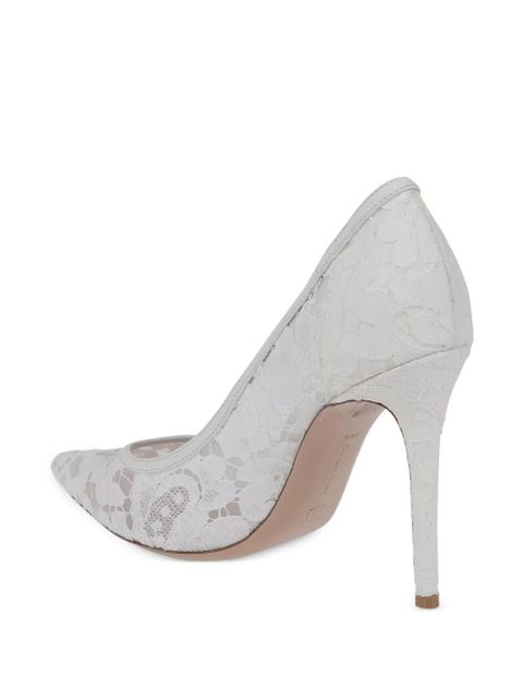 Gianvito Rossi Claudia floral-lace pointed-toe heeled pumps - White