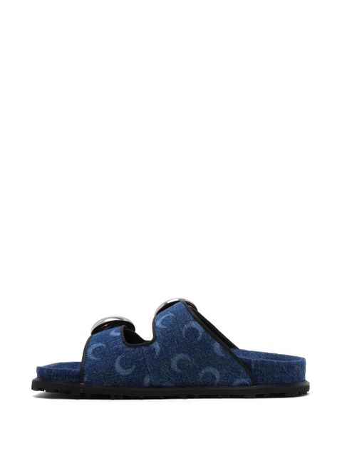 Marine Serre denim Moon-print sandals - Blue