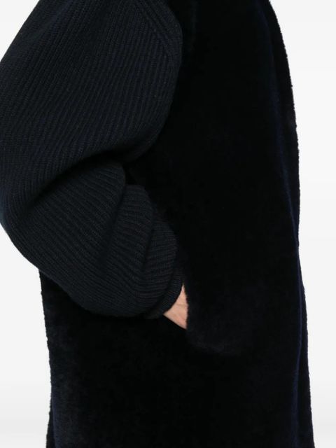Jil Sander ribbed lamb fur coat - Blue