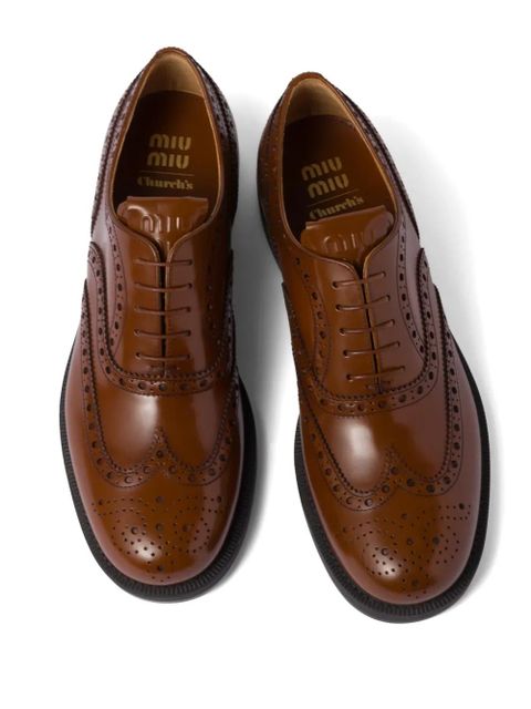 Miu Miu x Church's leather brogue shoes - Brown
