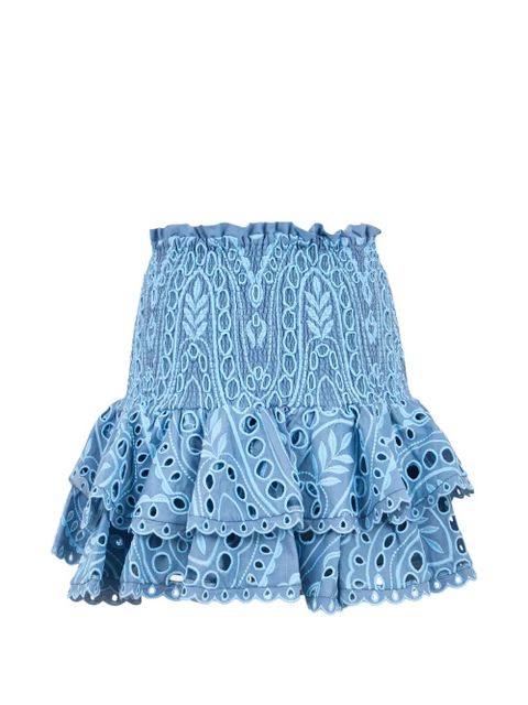 Charo Ruiz Ibiza Nerissa ruffled eyelet mini skirt - Blue - zdjęcie produktu nr 1