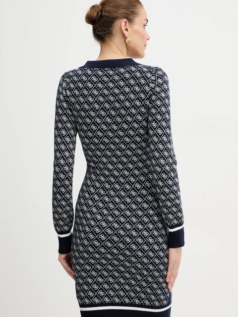 Guess sukienka z domieszką wełny AUBREY kolor granatowy mini dopasowana W5BK25 Z3JD2