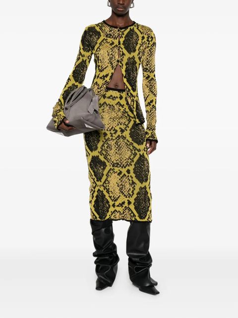 The Attico snakeskin-print midi skirt - Yellow