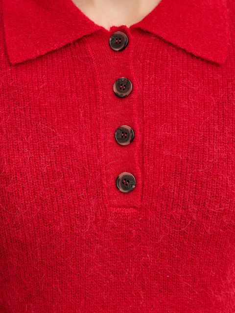 Marella sweter z dodatkiem wełny damski kolor czerwony 2523366374200