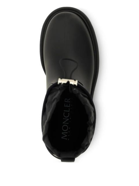 Moncler drawstring embosssed-logo rain boots - Black