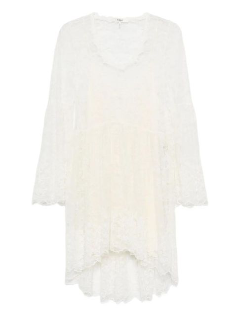 Chloé lace bell-sleeve mini dress - Neutrals - zdjęcie produktu nr 1