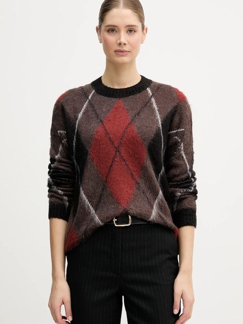 Sisley sweter z dodatkiem moheru damski kolor brązowy lekki 1TQ1L106Z - zdjęcie produktu nr 1