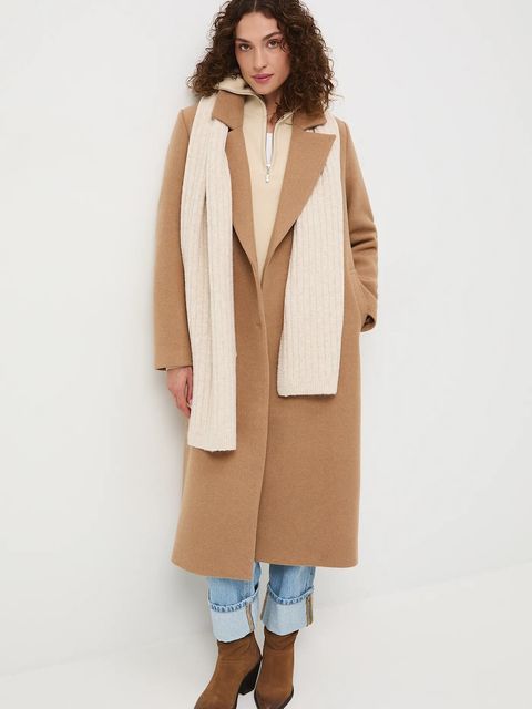 Medicine płaszcz z domieszką wełny damski kolor beżowy - zdjęcie produktu nr 1