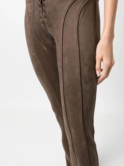 MISBHV tie-front faux suede trousers - Brown