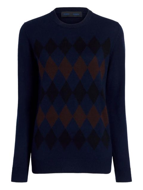 Proenza Schouler diamond-pattern merino wool-silk blend sweater - Blue - zdjęcie produktu nr 1