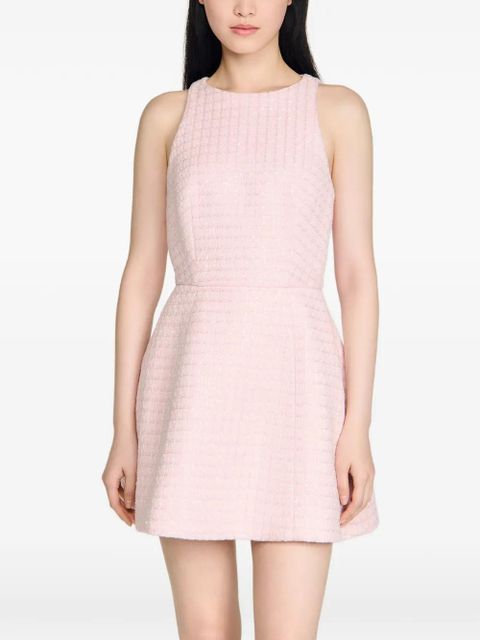 SANDRO tweed-fabric sequin-embellished mini dress - Pink