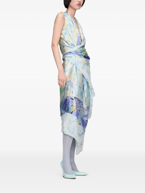 Maison Margiela floral draped midi dress - Blue