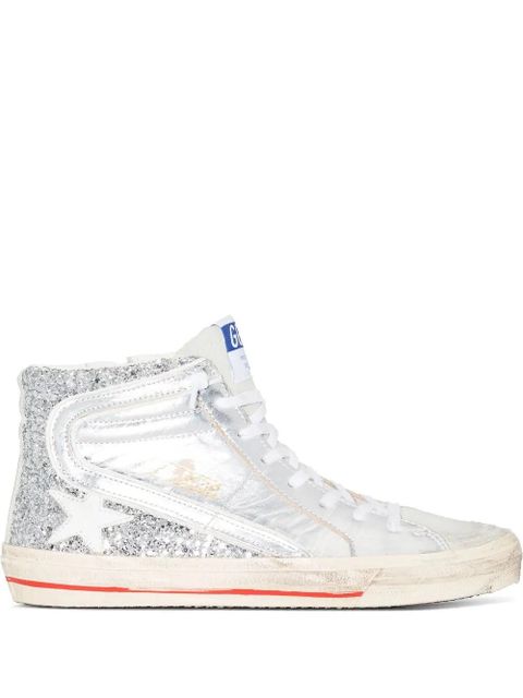 Golden Goose logo-patch lace-up sneakers - Silver - zdjęcie produktu nr 1