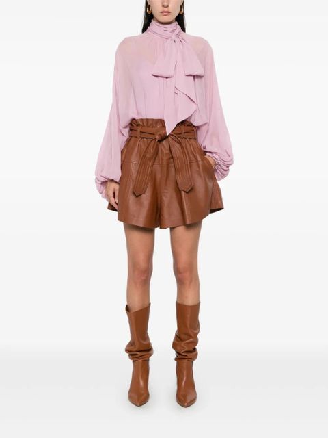 ZIMMERMANN Harmony leather shorts - Brown - zdjęcie produktu nr 2