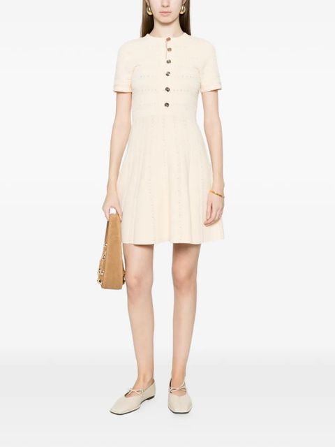 SANDRO button knitted mini dress - Neutrals - zdjęcie produktu nr 2