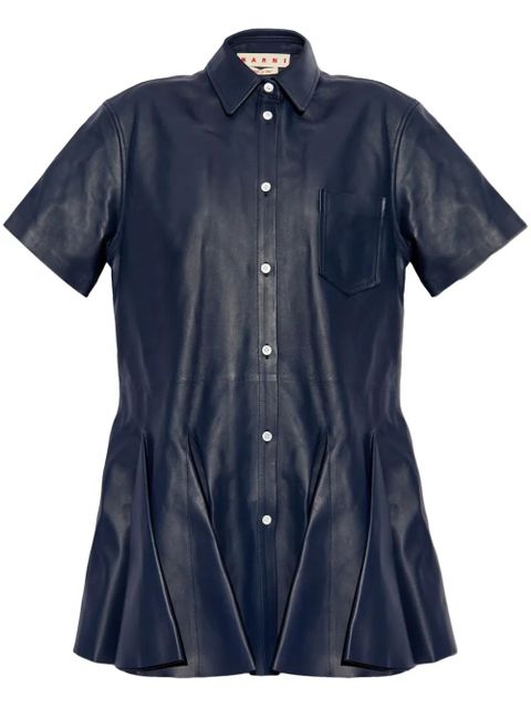 Marni leather shirt dress - Blue - zdjęcie produktu nr 1
