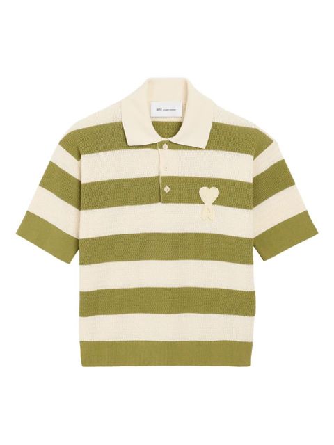 AMI Paris Ami De Coeur striped polo top - Neutrals - zdjęcie produktu nr 1