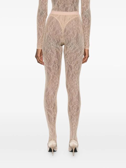 WARDROBE.NYC lace stirrup leggings - Neutrals