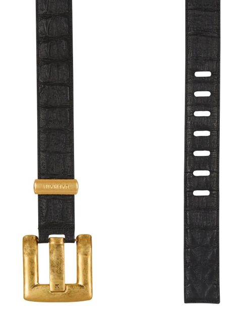 Balmain Anthem embossed crocodile-print leather belt - Black