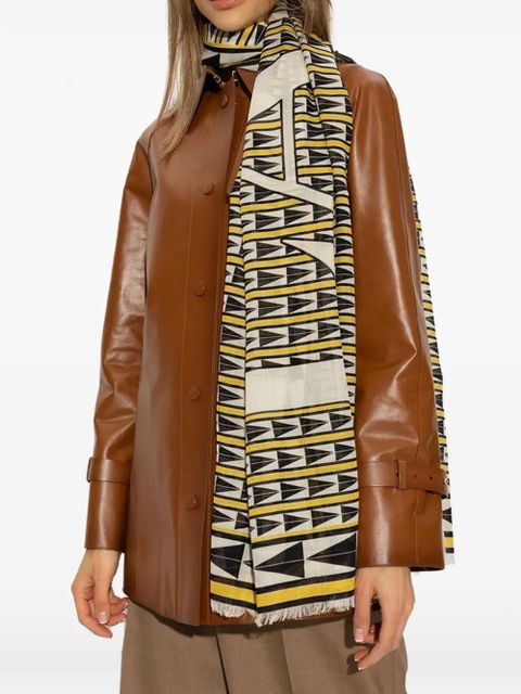 Lanvin geometric-print fringed scarf - Neutrals