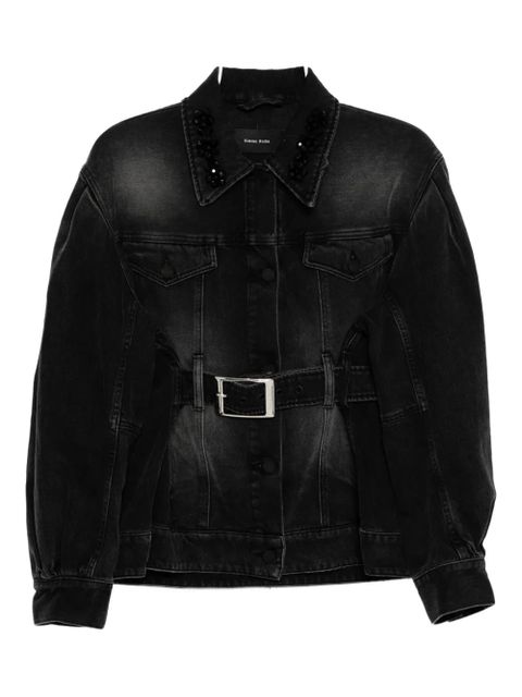 Simone Rocha embellished sculpted denim jacket - Black