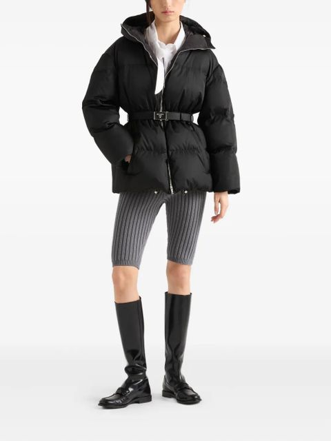 Prada hooded belted puffer jacket - Black - zdjęcie produktu nr 2