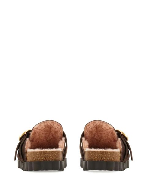Ferragamo Gancini buckle rippled sole clogs - Brown