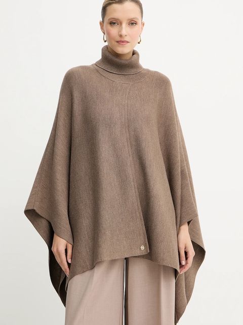 BOSS poncho z dodatkiem wełny kolor brązowy lekkie 50551146 - zdjęcie produktu nr 1