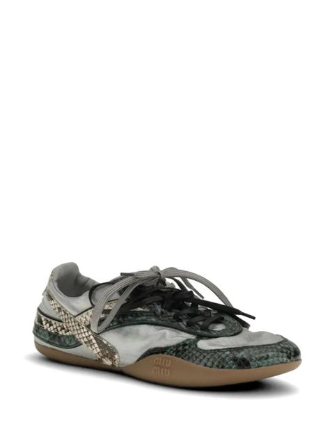 Miu Miu Gymnasium snakeskin-effect sneakers - Grey - zdjęcie produktu nr 2