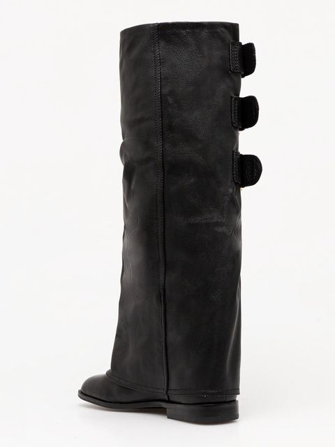 Naked Wolfe kozaki skórzane Anchor damskie kolor czarny na płaskim obcasie lekko ocieplone Anchor Black Leather