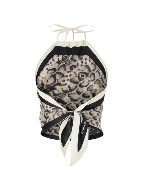 PINKO tie-detail animal-print blouse - Neutrals - zdjęcie produktu nr 2