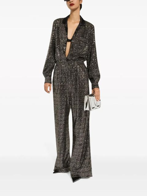 Dolce & Gabbana sequinned wide-leg trousers - Black