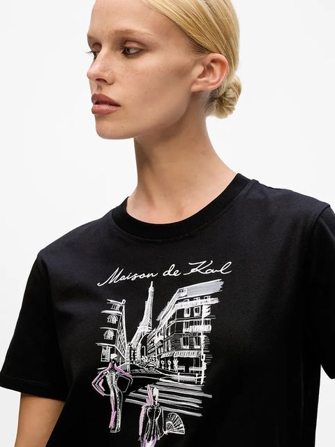 Karl Lagerfeld t-shirt bawełniany damski kolor czarny A4W17087