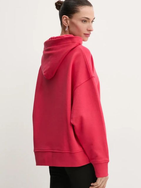 Pinko bluza bawełniana damska kolor czerwony z kapturem z aplikacją 104623 A2F9