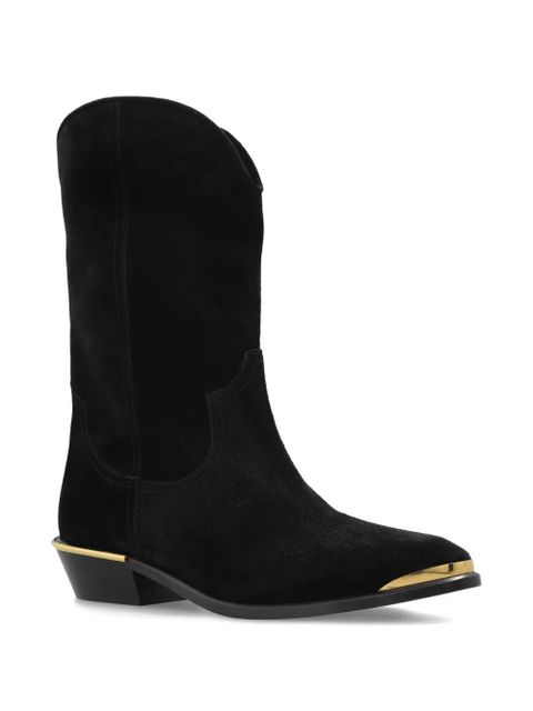 ISABEL MARANT metallic-toe suede boots - Black