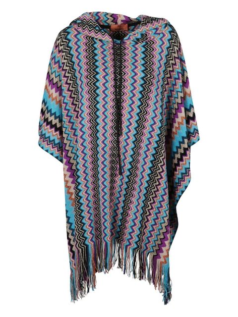 Missoni hooded fringed poncho - Blue - zdjęcie produktu nr 1