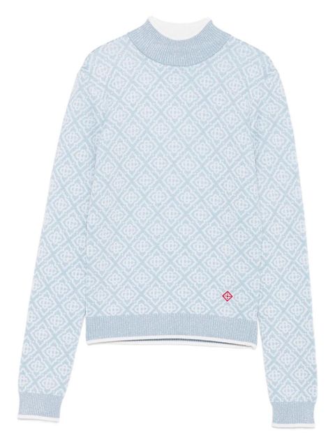 Casablanca geometric-pattern mock-neck top - Blue - zdjęcie produktu nr 1
