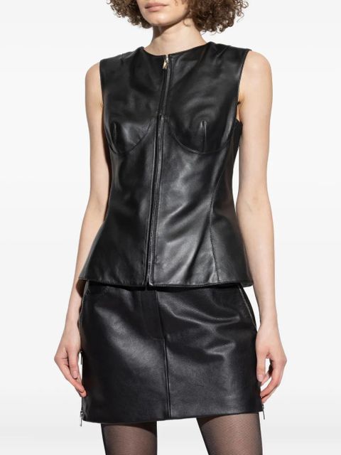 Alexander McQueen zip-front sleeveless top - Black