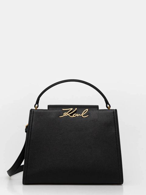 Karl Lagerfeld torebka skórzana K/SIGNATURE kolor czarny B1W30058 - zdjęcie produktu nr 1