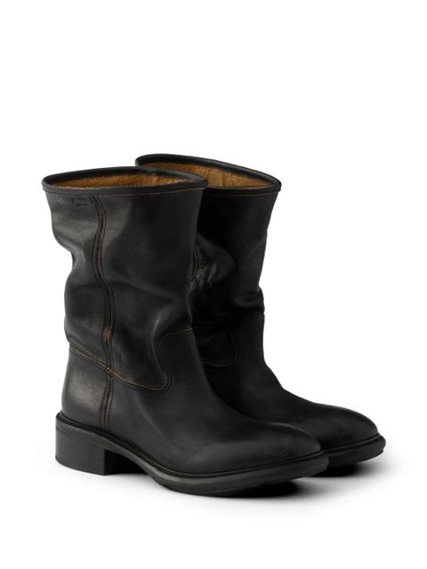 Prada Vintage-effect leather boots - Black - zdjęcie produktu nr 2