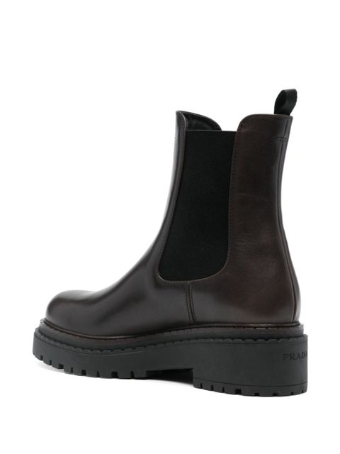 Prada 55mm logo-debossed boots - Brown