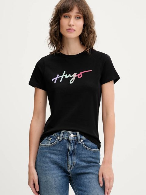 HUGO t-shirt bawełniany damski kolor czarny 50533059 - zdjęcie produktu nr 1