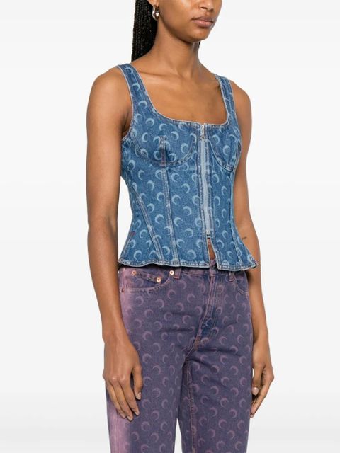 Marine Serre Moon laser denim bustier top - Blue - zdjęcie produktu nr 2