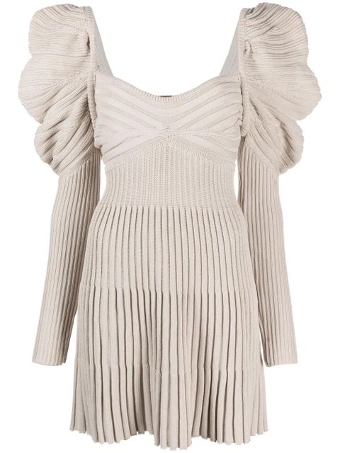 Cult Gaia mutton-sleeve ribbed minidress - Neutrals - zdjęcie produktu nr 1