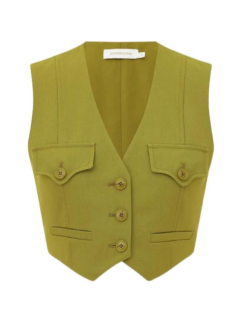 ZIMMERMANN button-fastening multi-pocket waistcoat - Green - zdjęcie produktu nr 1