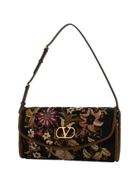 Valentino Garavani small DeVain embroidered shoulder bag - Black