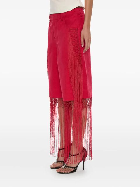 Christopher Esber macramé fringed corduroy trousers - Red