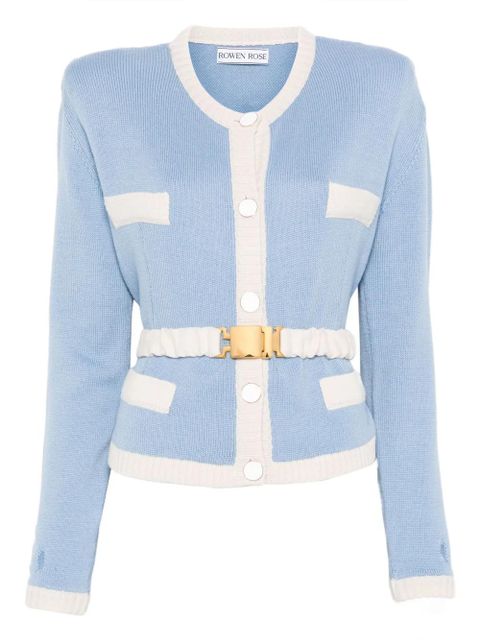 Rowen Rose two-tone belted cardigan - Blue - zdjęcie produktu nr 1